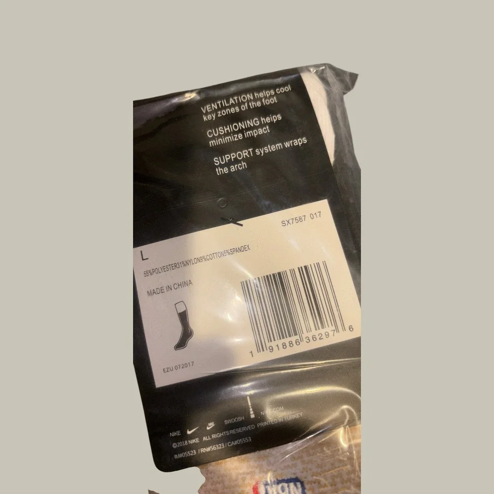 Nike Elite NBA Crew Basketball Socks White Gold Mens Large SX7587-017 NEW